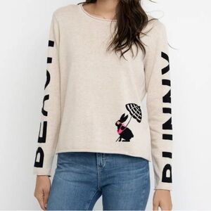 Lisa Todd Cream Graphic Long Sleeve Top